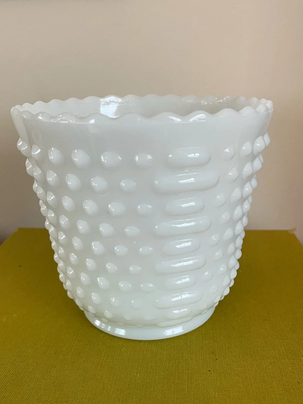 White Hobnail Milk Glass Planter